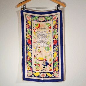 Swedish RARE Vintage 1950’s Tea Towel Skinklada Egg Recipe Linen MCM Dish Towel